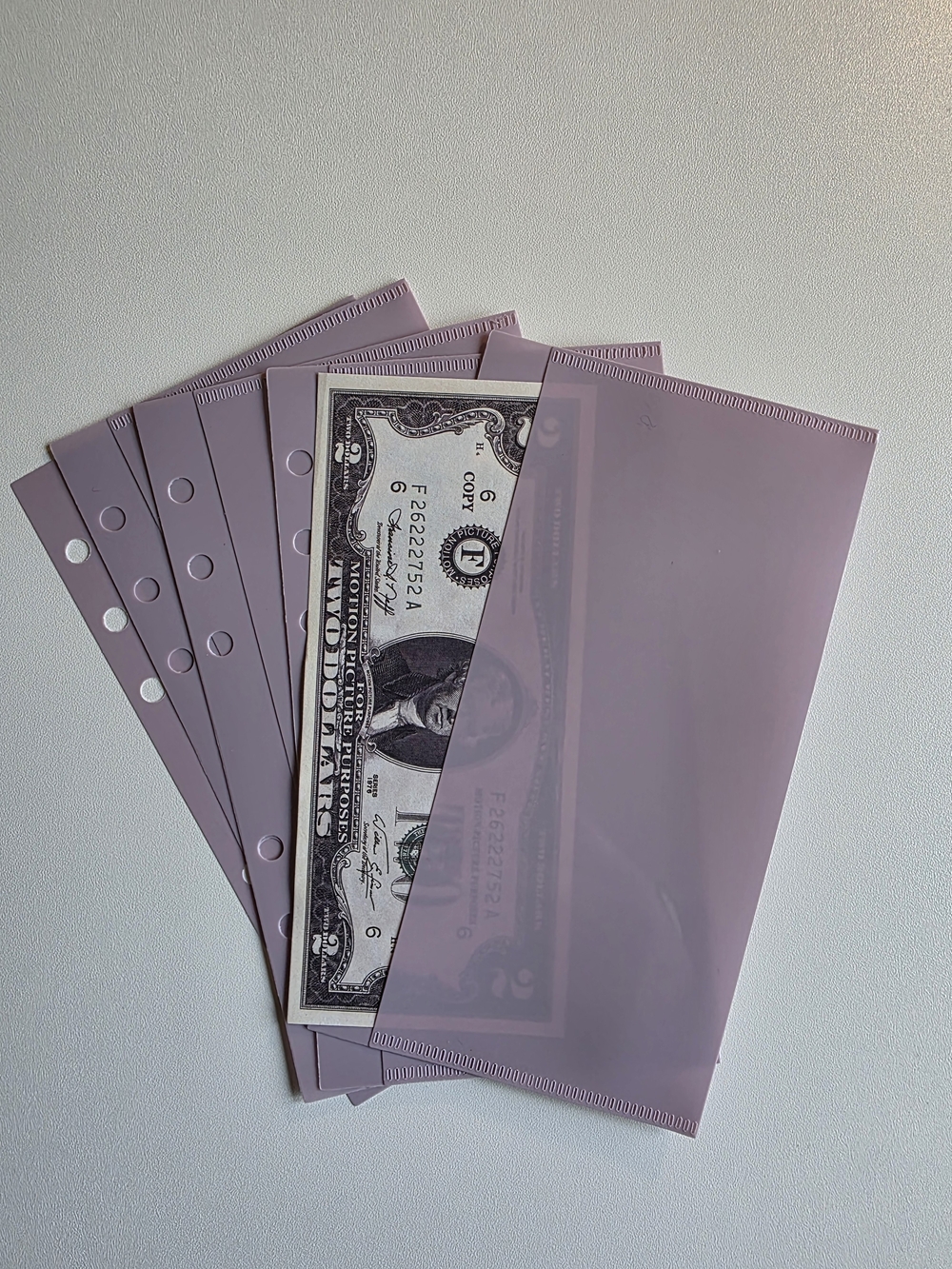 A6 Lavender Plastic Insert Pockets - 6 Pack Cash Budgeting
